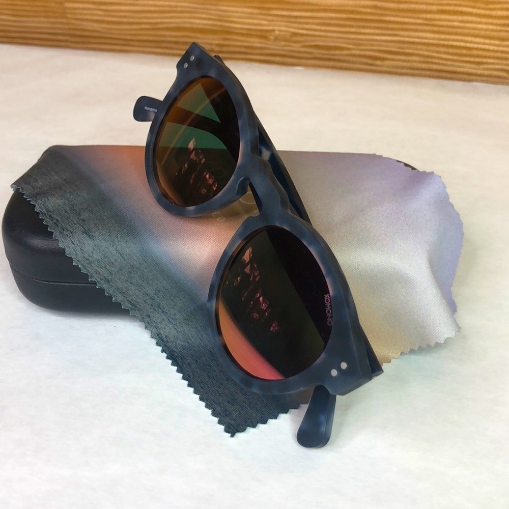 KOMONO sunglasses NEW Clement Matte Indigo Demi blue tortoise round - Picture 6 of 14